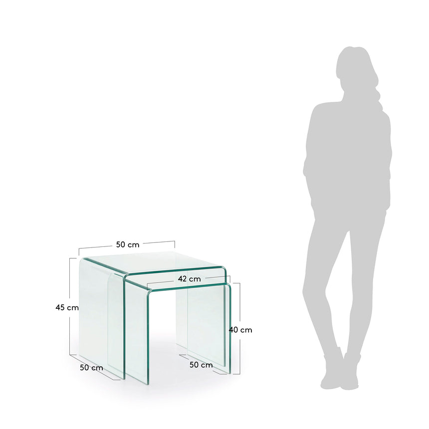 Burano Set aus 2 Satztischen aus Glas - ZEN ZONE Furniture
