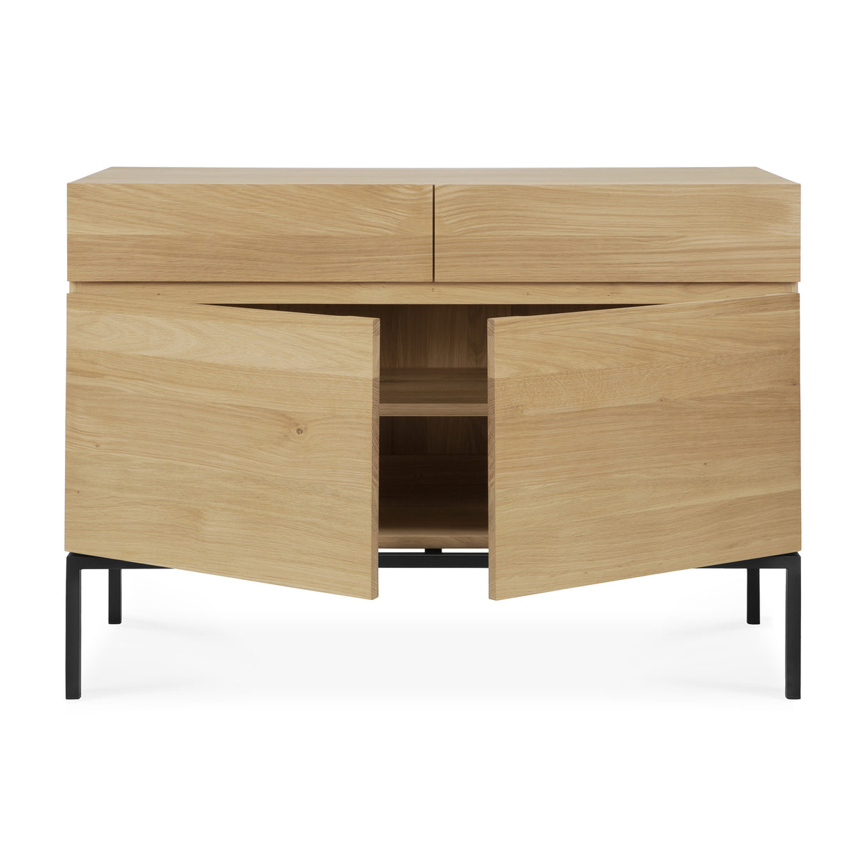 Ligna Sideboard - Eiche - schwarzes Metall - 2 Türen - 2 Schubladen - 110 x 45 x 78 cm - ZEN ZONE Furniture