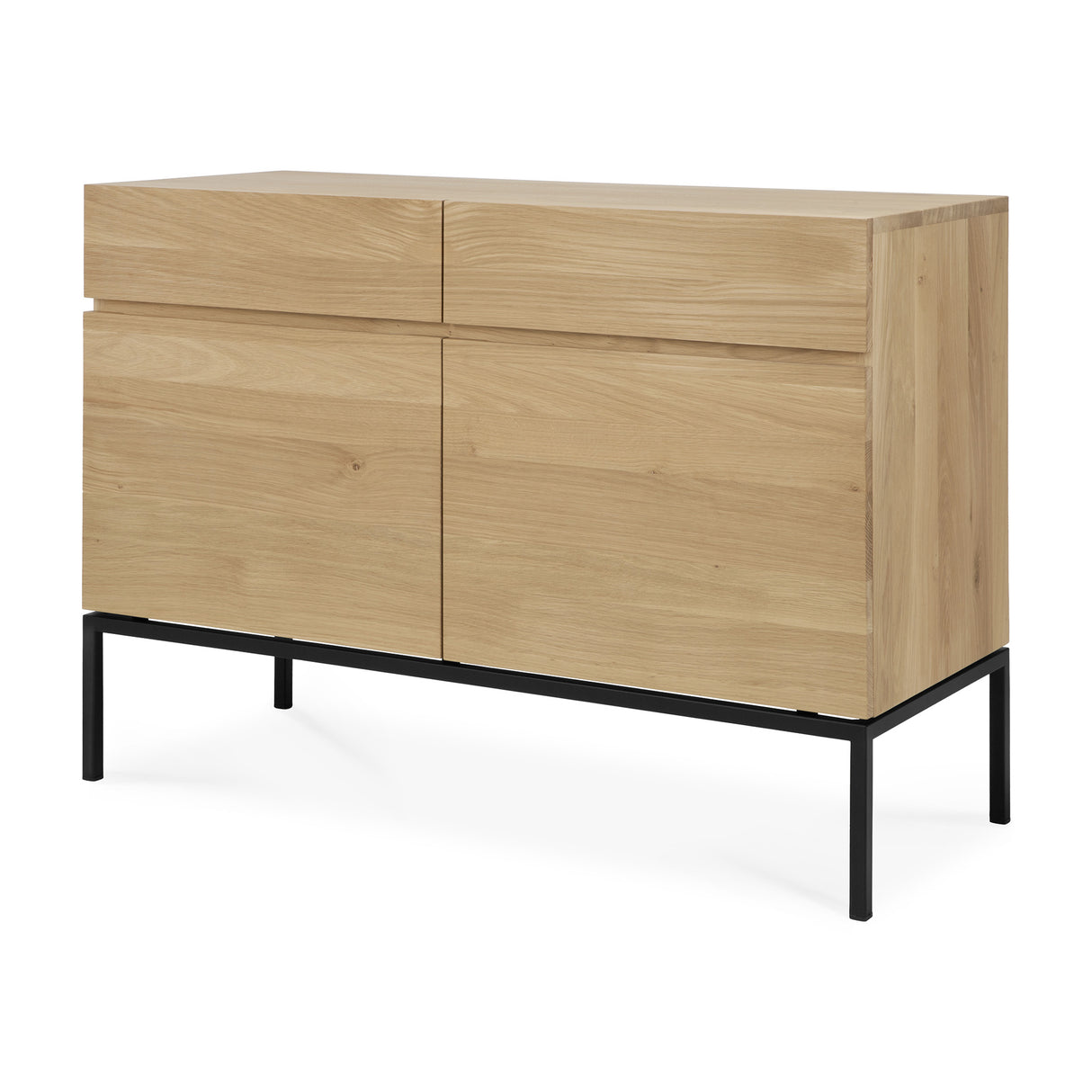 Ligna Sideboard - Eiche - schwarzes Metall - 2 Türen - 2 Schubladen - 110 x 45 x 78 cm - ZEN ZONE Furniture