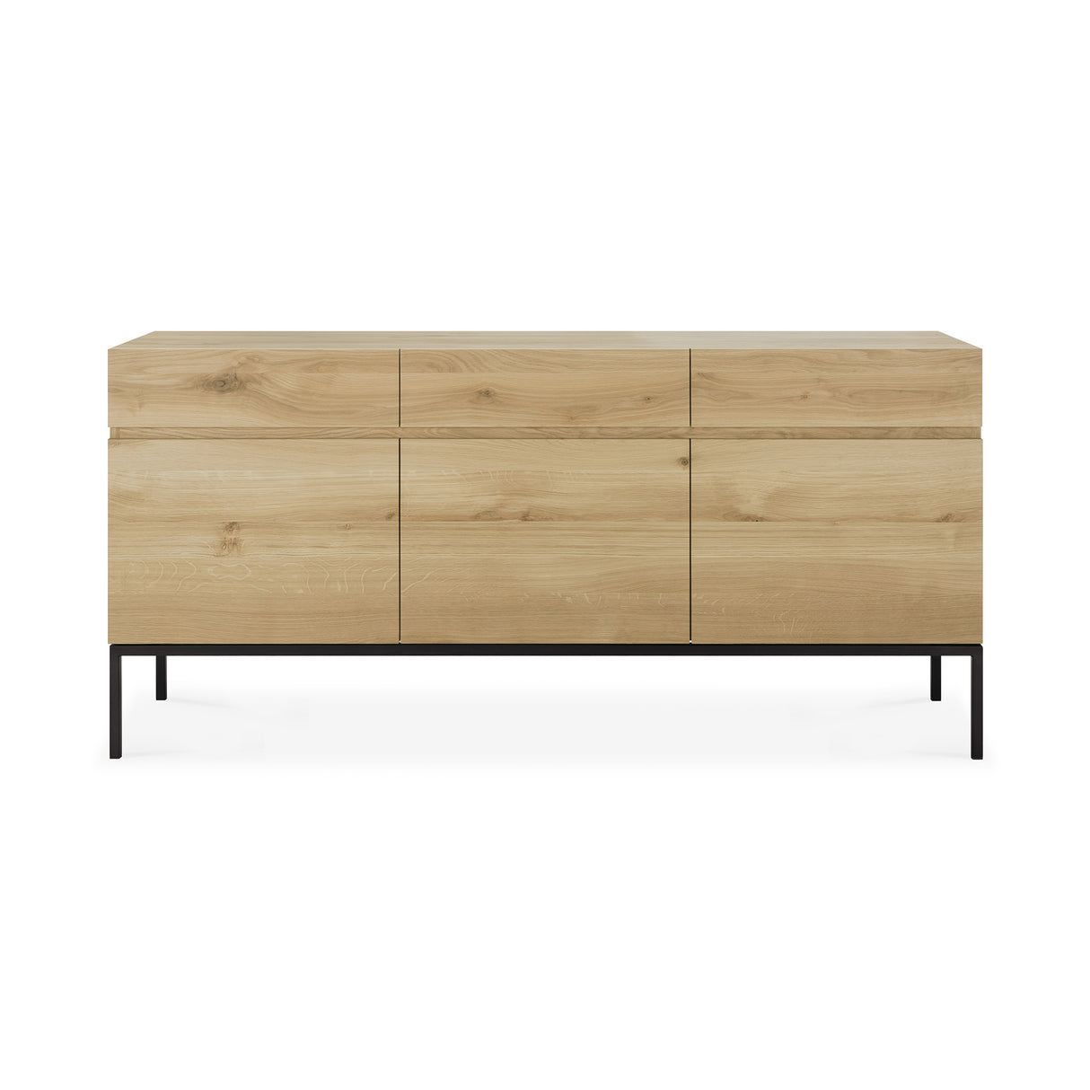 Ligna Sideboard - Eiche - schwarzes Metall - 3 Türen - 3 Schubladen - 165 x 45 x 78 cm - ZEN ZONE Furniture