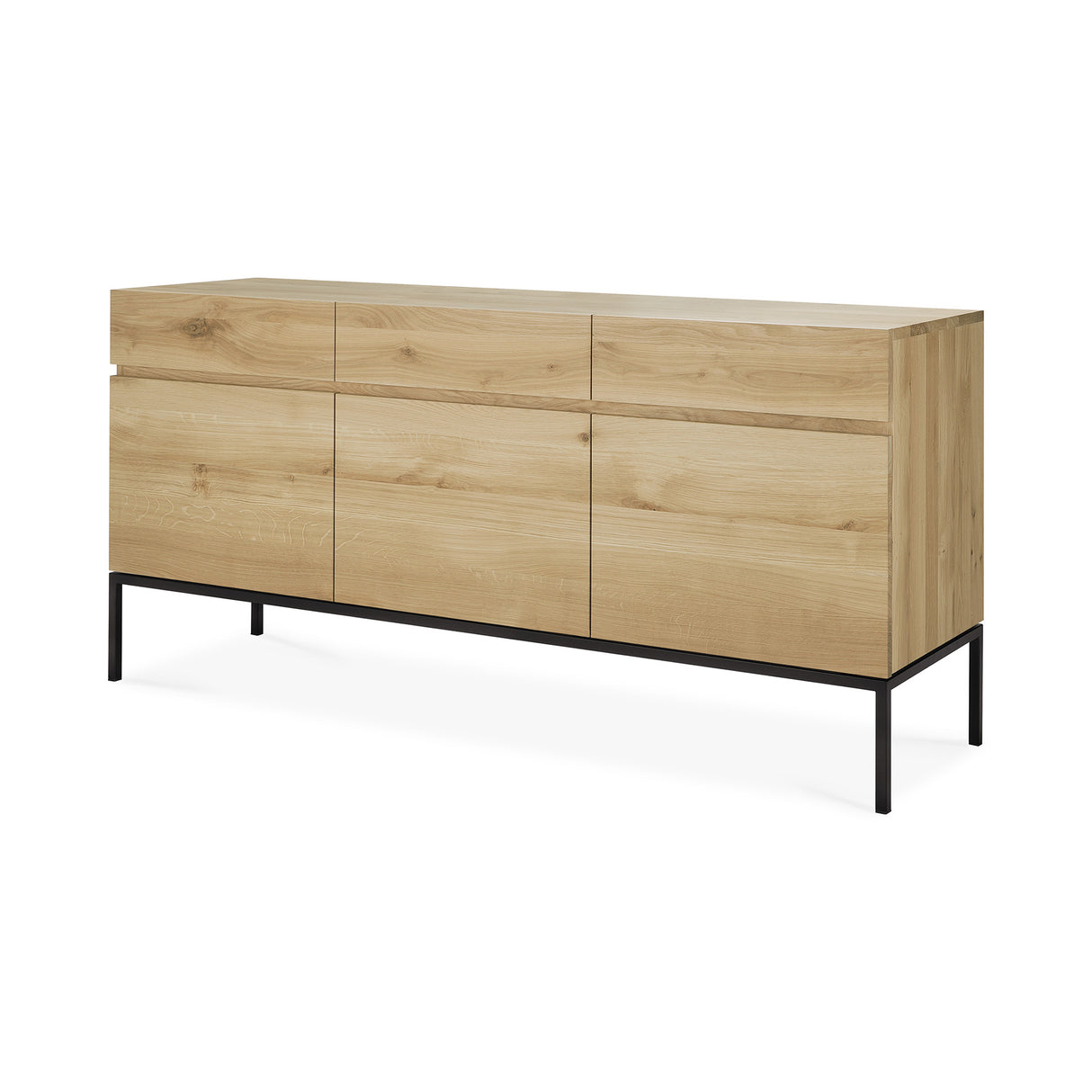 Ligna Sideboard - Eiche - schwarzes Metall - 3 Türen - 3 Schubladen - 165 x 45 x 78 cm - ZEN ZONE Furniture