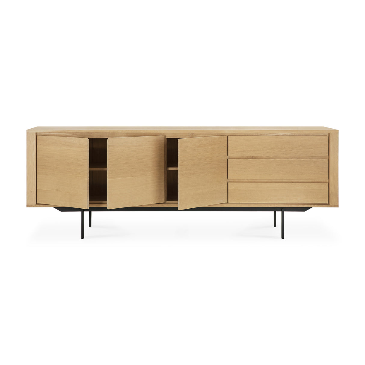 Shadow Sideboard - Eiche - 3 Türen - 3 Schubladen - 224 x 45 x 80 cm - ZEN ZONE Furniture