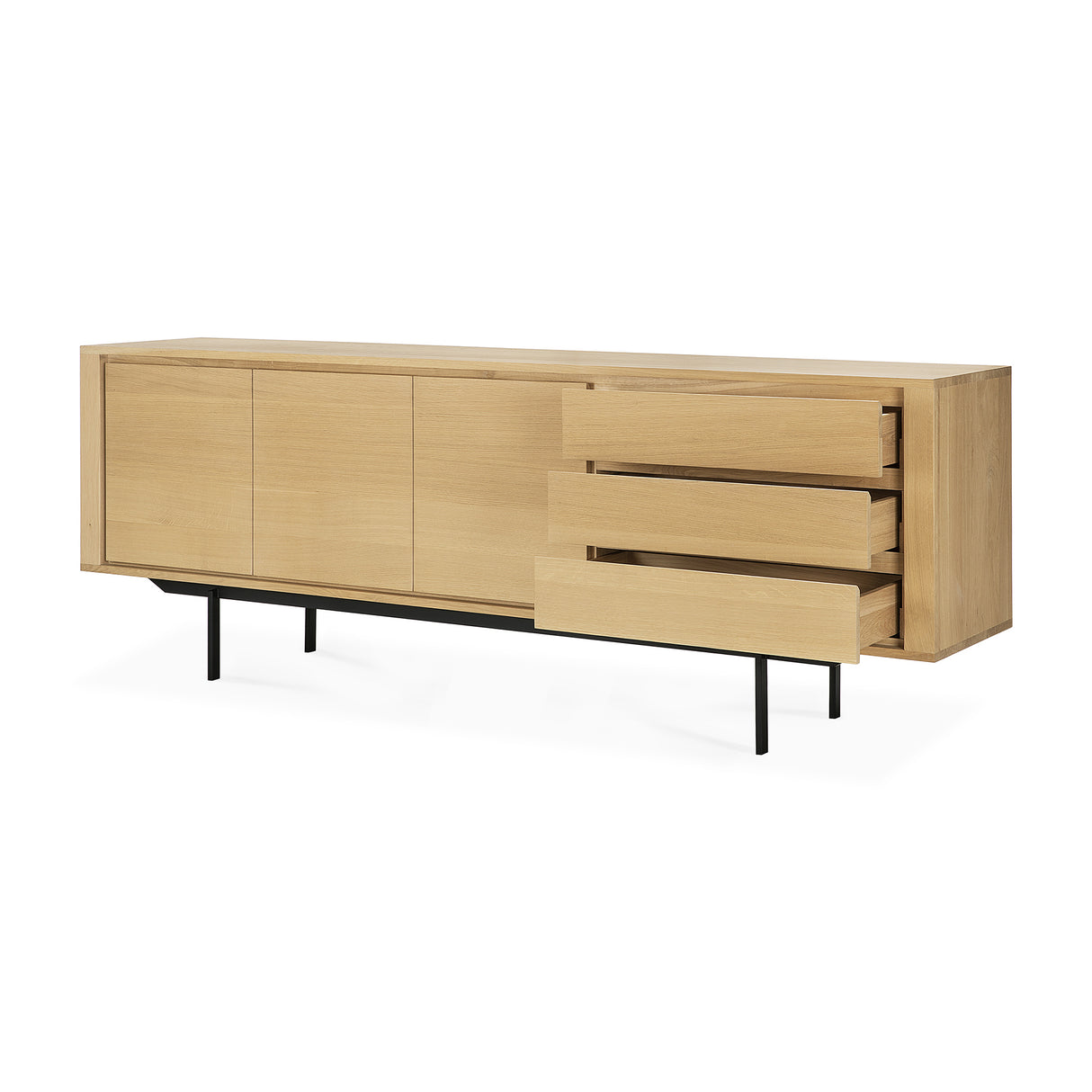 Shadow Sideboard - Eiche - 3 Türen - 3 Schubladen - 224 x 45 x 80 cm - ZEN ZONE Furniture