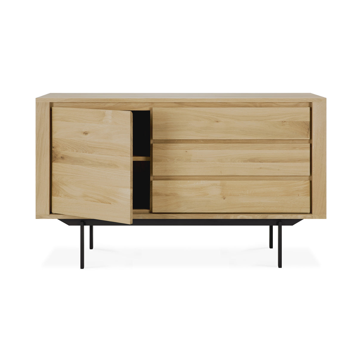 Shadow Sideboard - Eiche - 1 Tür - 3 Schubladen - 134 x 45 x 80 cm - ZEN ZONE Furniture