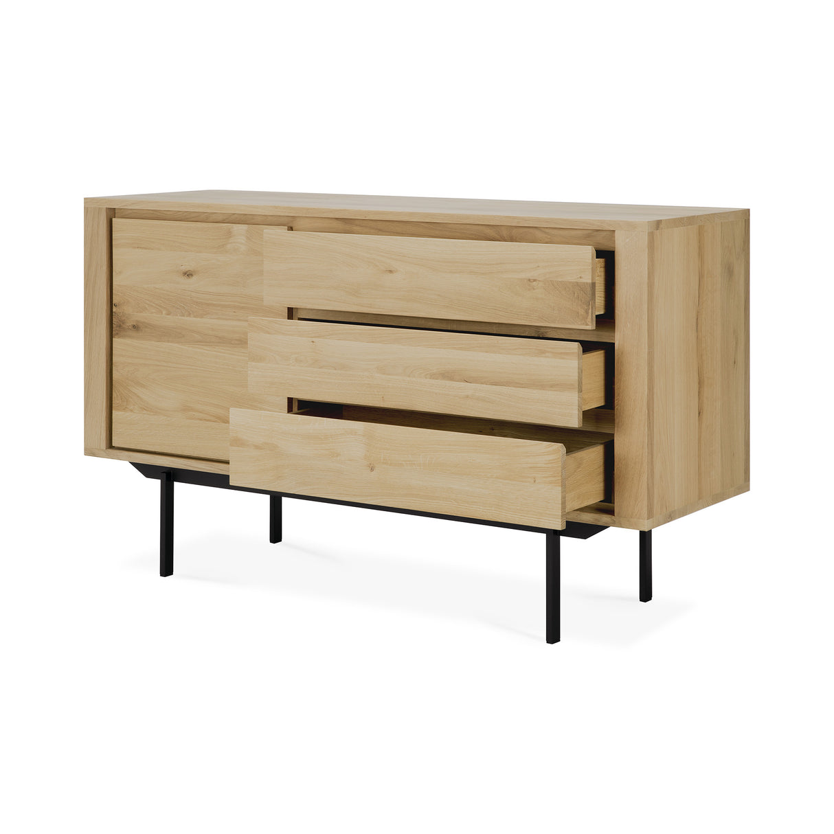 Shadow Sideboard - Eiche - 1 Tür - 3 Schubladen - 134 x 45 x 80 cm - ZEN ZONE Furniture