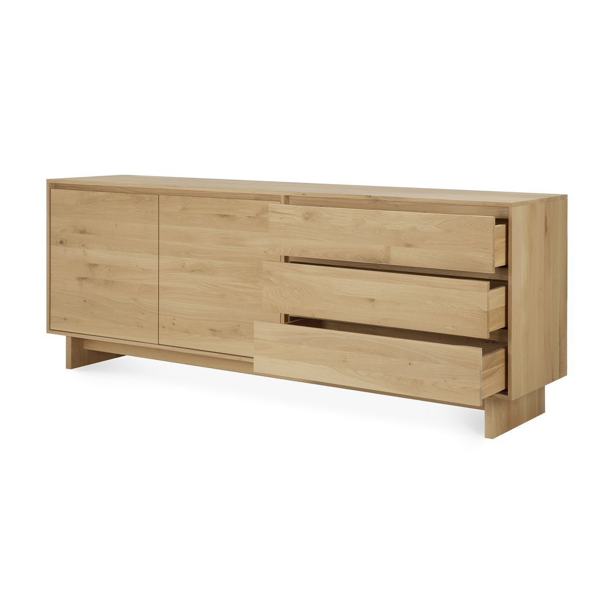 Wave Sideboard - Eiche - 2 Türen - 3 Schubladen - 205 x 46 x 77 cm - ZEN ZONE Furniture