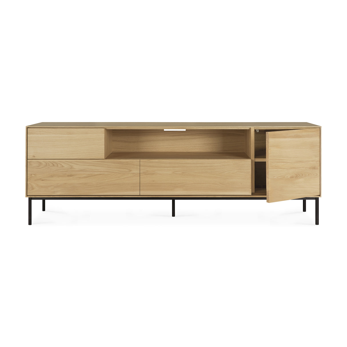 Whitebird TV-Schrank - lackierte Eiche - 1 Tür - 1 Klapptür - 2 Schubladen - 180 x 45 x 61 cm - ZEN ZONE Furniture