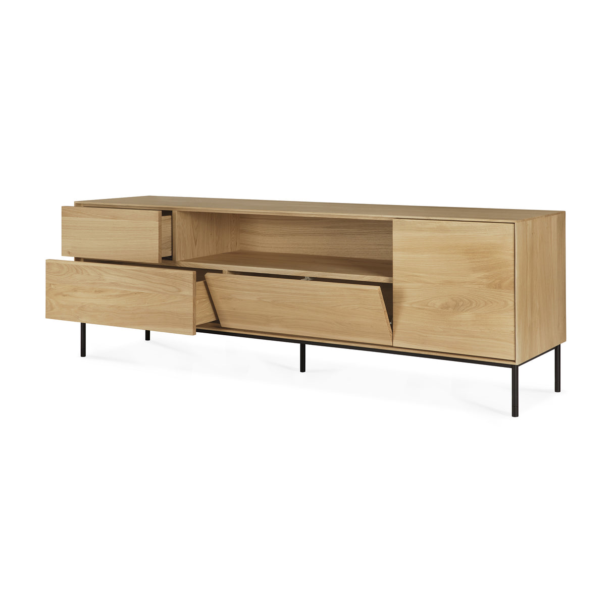Whitebird TV-Schrank - lackierte Eiche - 1 Tür - 1 Klapptür - 2 Schubladen - 180 x 45 x 61 cm - ZEN ZONE Furniture