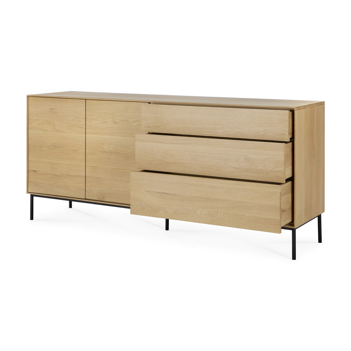 Whitebird Sideboard - lackierte Eiche - 2 Türen - 3 Schubladen - 180 x 45 x 80 cm - ZEN ZONE Furniture