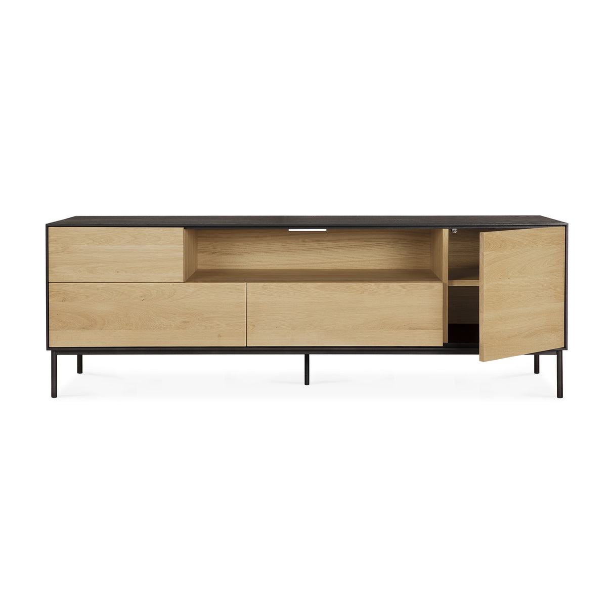 Blackbird TV-Schrank - lackierte Eiche - 1 Tür - 1 Klapptür - 2 Schubladen - 180 x 45 x 61 cm - ZEN ZONE Furniture