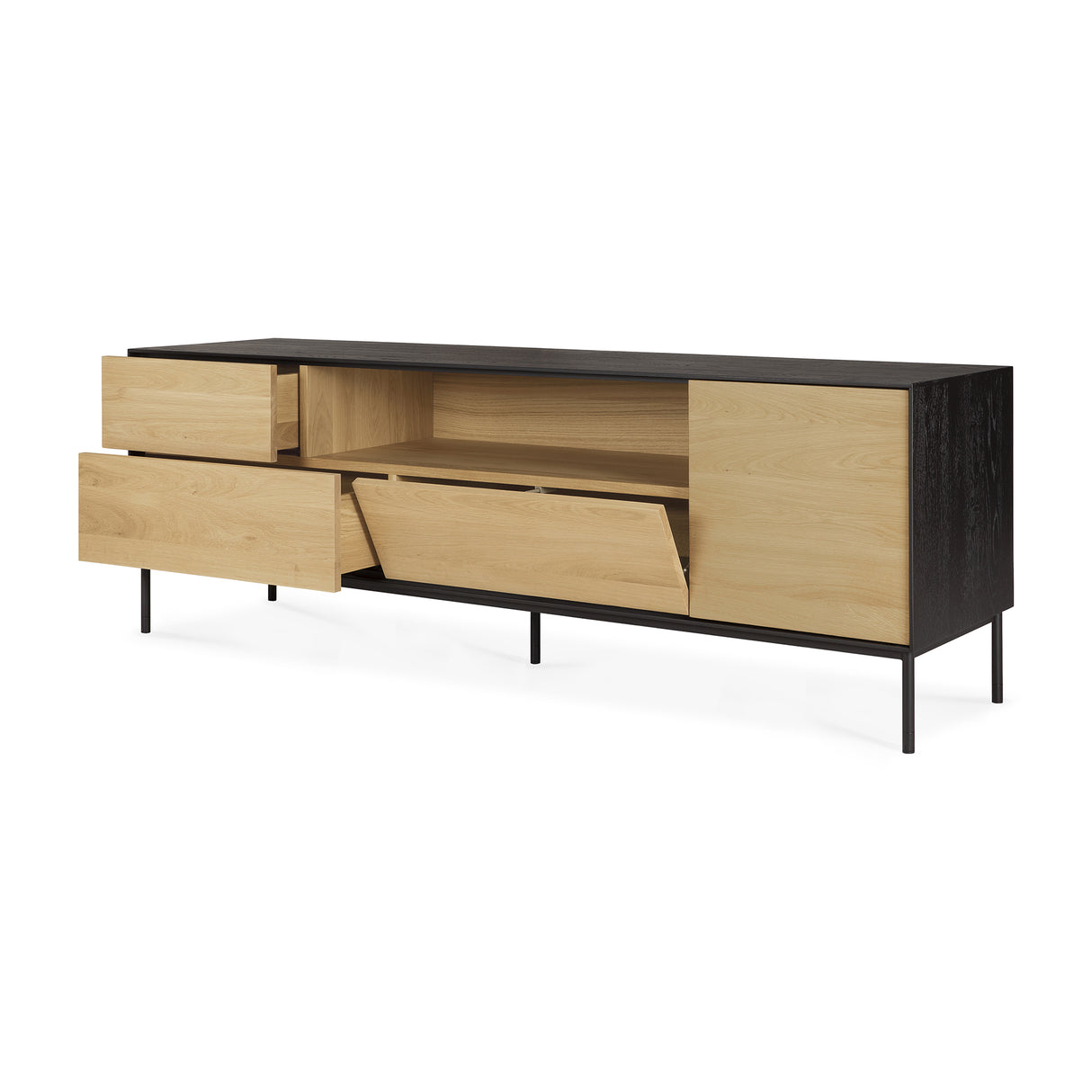 Blackbird TV-Schrank - lackierte Eiche - 1 Tür - 1 Klapptür - 2 Schubladen - 180 x 45 x 61 cm - ZEN ZONE Furniture