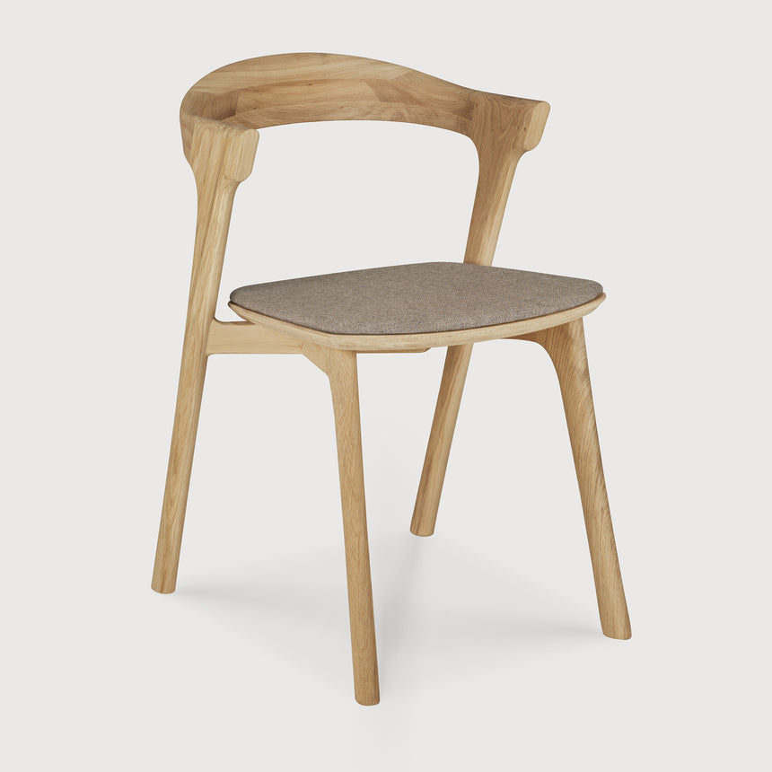 Bok Esszimmerstuhl - lackierte Eiche - warmgrauer Stoff - 50 x 54 x 76 cm - ZEN ZONE Furniture
