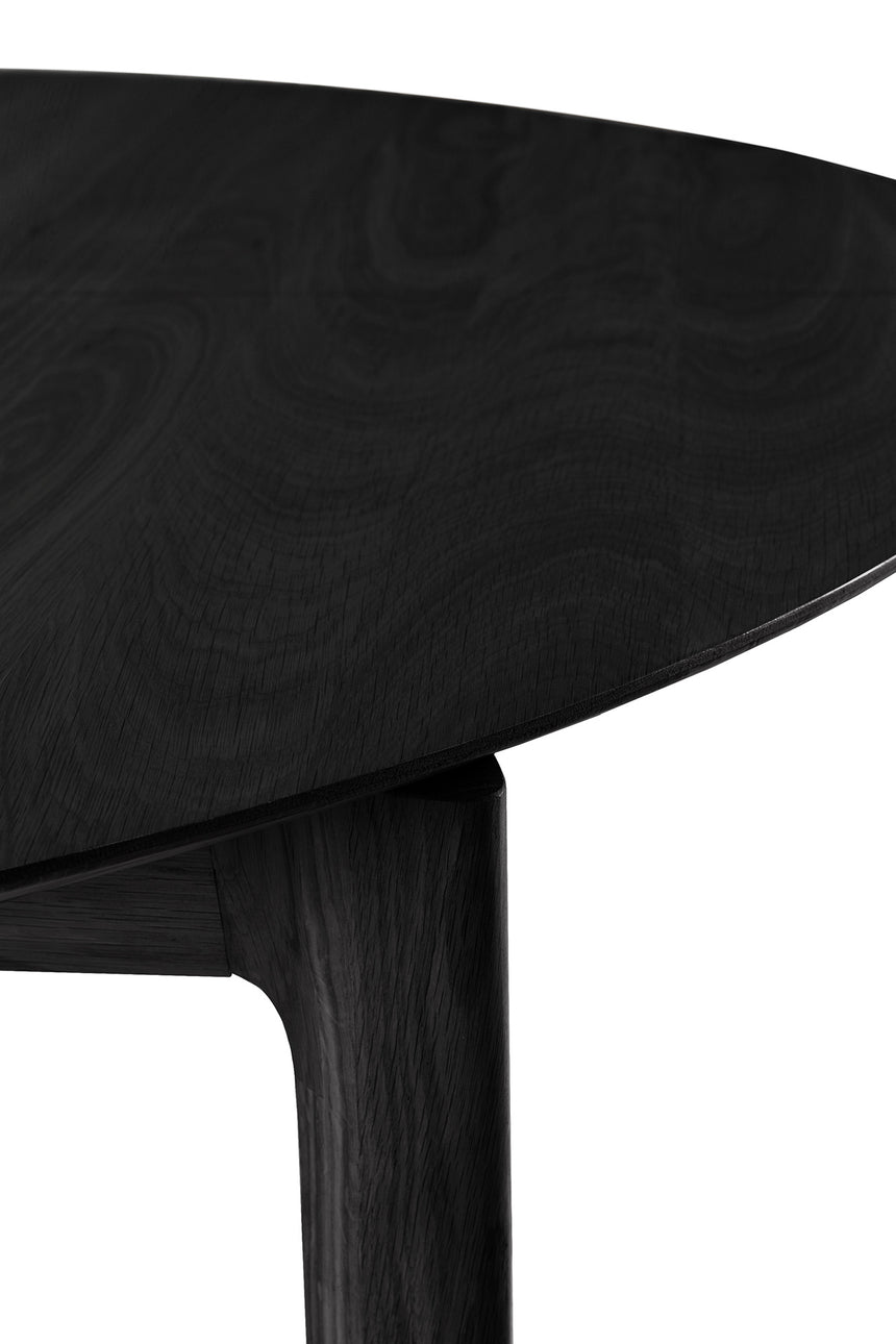 Bok ausziehbarer Esstisch - lackierte Eiche - schwarz - rund - 129/179 x 129 x 76 cm - ZEN ZONE Furniture