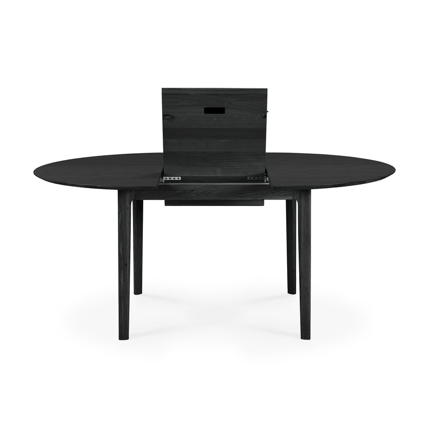 Bok ausziehbarer Esstisch - lackierte Eiche - schwarz - rund - 129/179 x 129 x 76 cm - ZEN ZONE Furniture