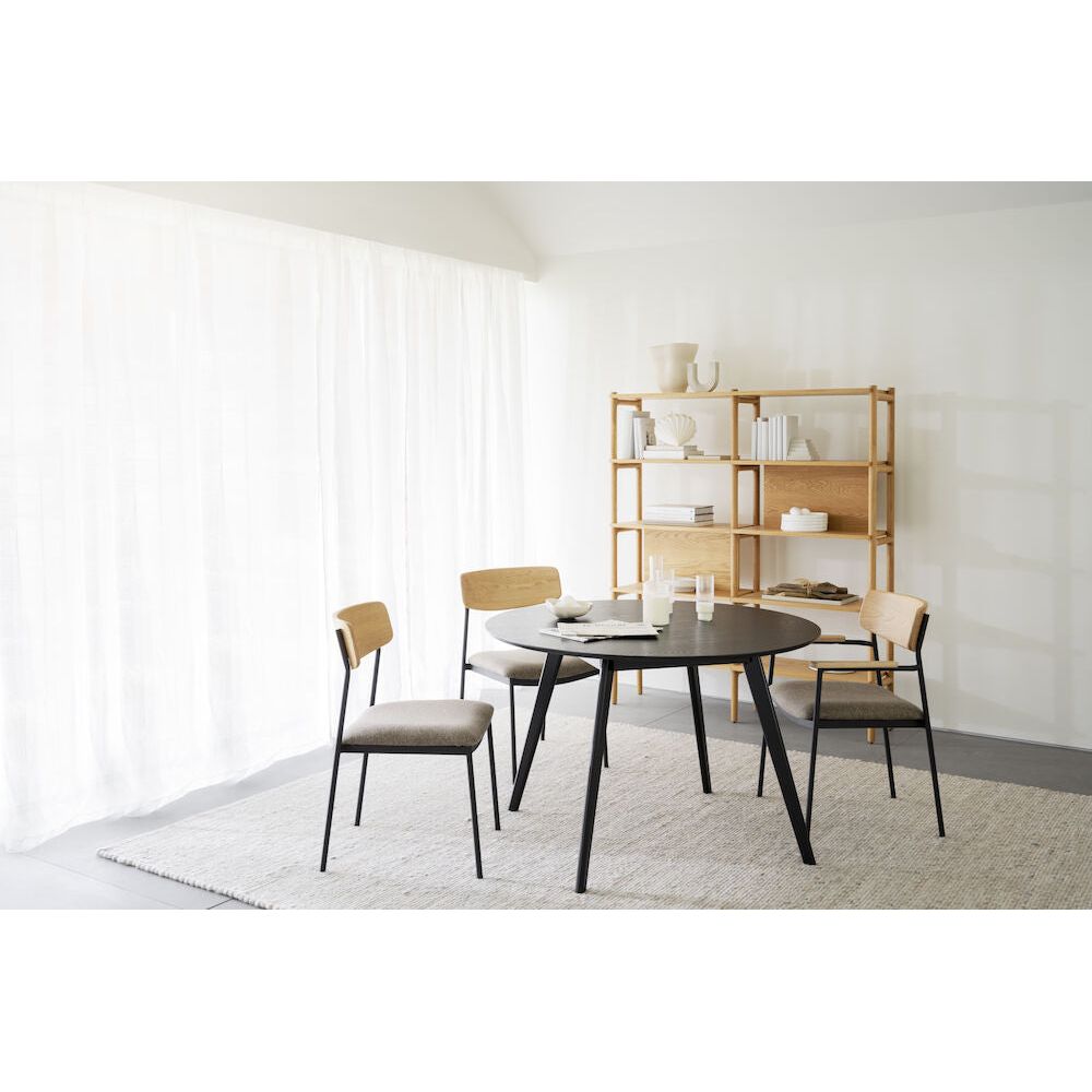 MAYMONT Esszimmerstuhl Eiche/dunkelbeige/schwarz 50x53x83cm - ZEN ZONE