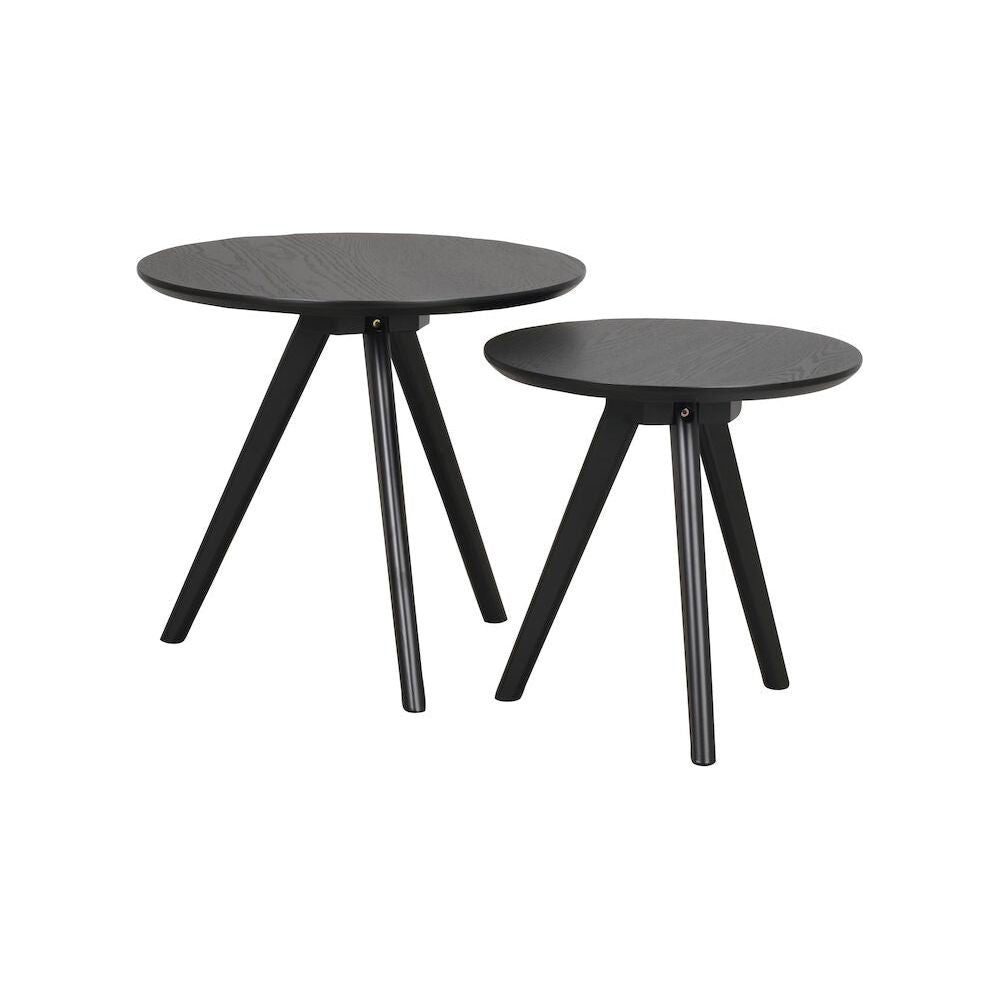 YUMI Couchtisch 2er-Set Rund Schwarz 50x50x45cm - ZEN ZONE Furniture