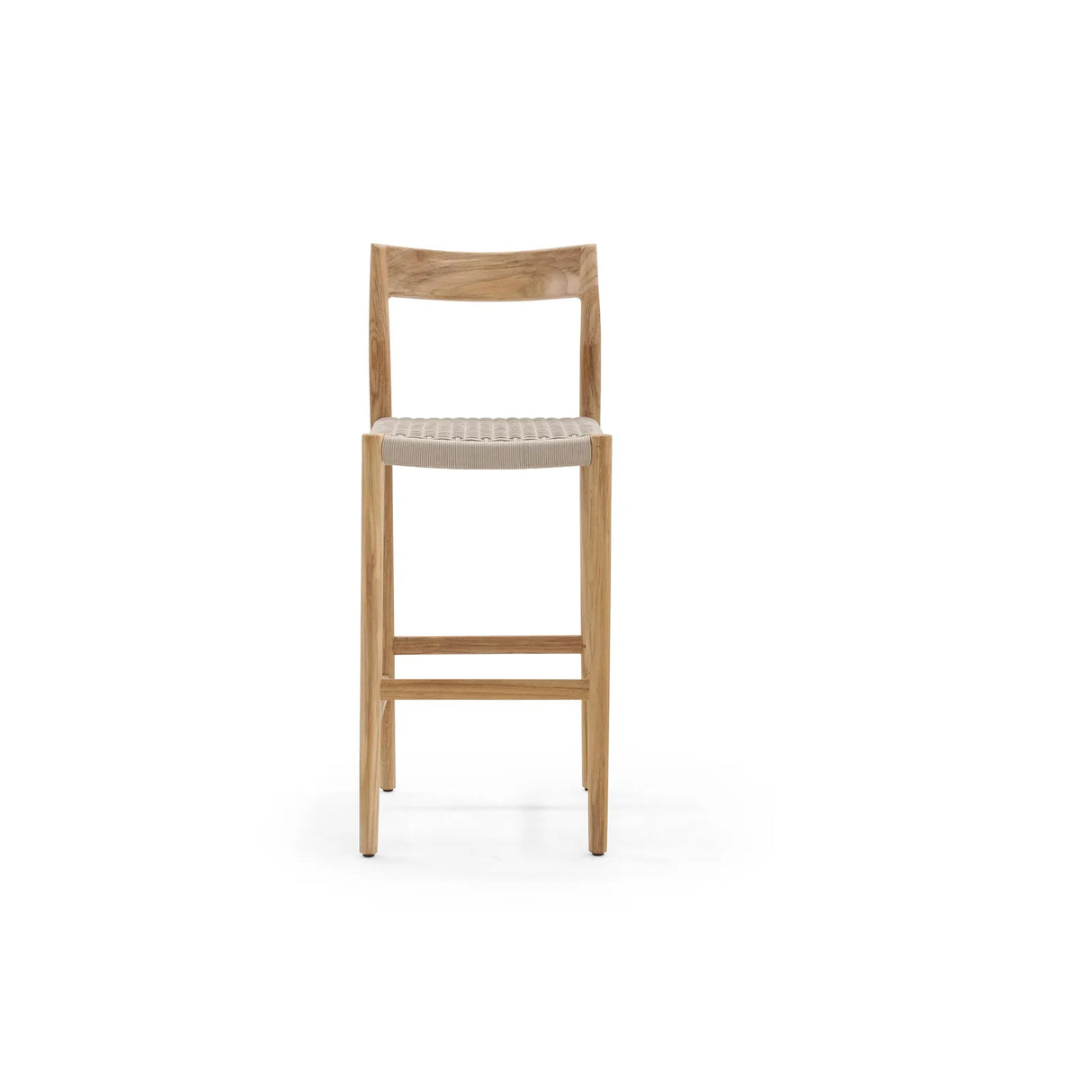 Garten Barhocker Lago aus Naturteak und grauem Geflecht, Sitzhöhe 80 cm - ZEN ZONE Furniture