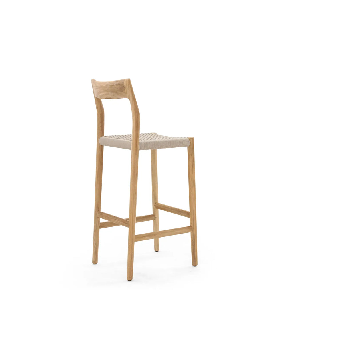 Garten Barhocker Lago aus Naturteak und grauem Geflecht, Sitzhöhe 80 cm - ZEN ZONE Furniture