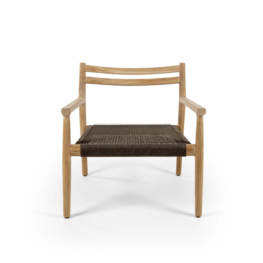 Garten Sessel Florence aus Natur-Teak und Seil in Natur, 75×73×70 cm - ZEN ZONE Furniture