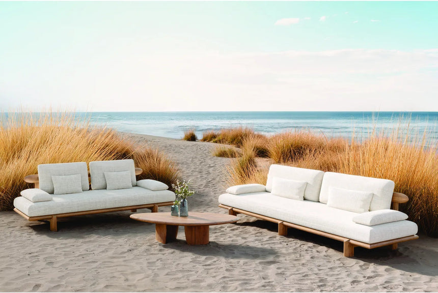 2-Sitzer Garten Sofa Lounge Livorno aus Teakholz, 218x92×72 cm