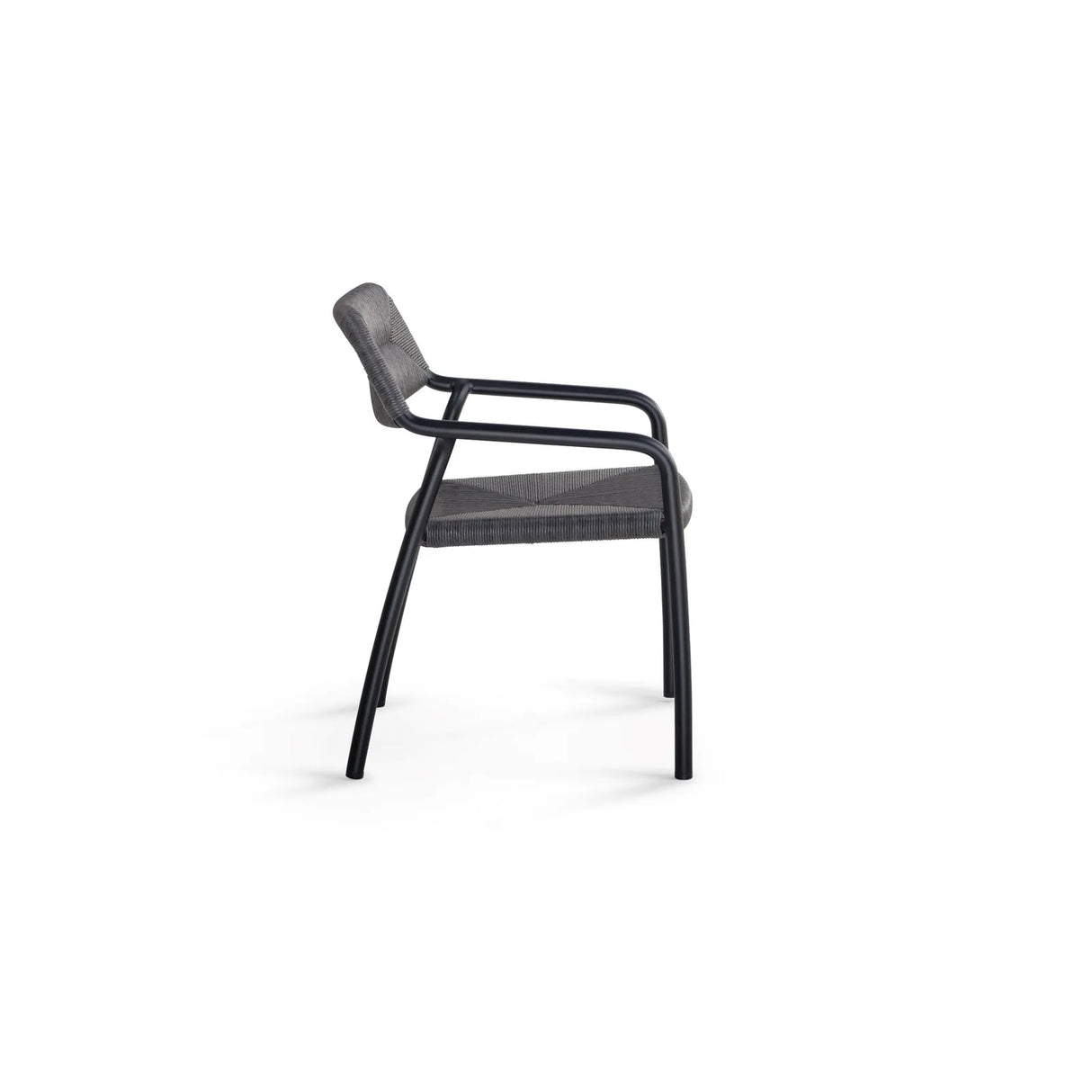 Granelli Gartenstuhl mit Armlehnen aus Aluminium und Geflecht Schwarz - ZEN ZONE Furniture