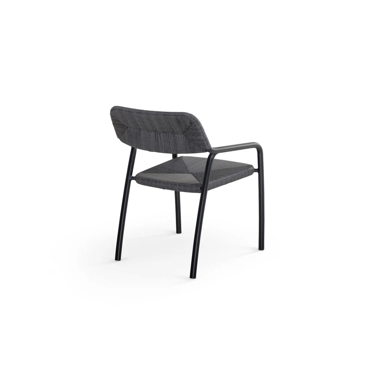 Granelli Gartenstuhl mit Armlehnen aus Aluminium und Geflecht Schwarz - ZEN ZONE Furniture