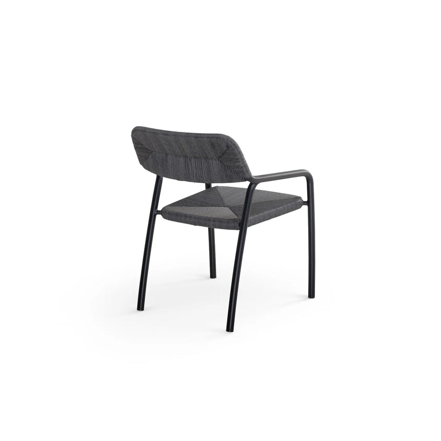 Granelli Gartenstuhl mit Armlehnen aus Aluminium und Geflecht Schwarz - ZEN ZONE Furniture