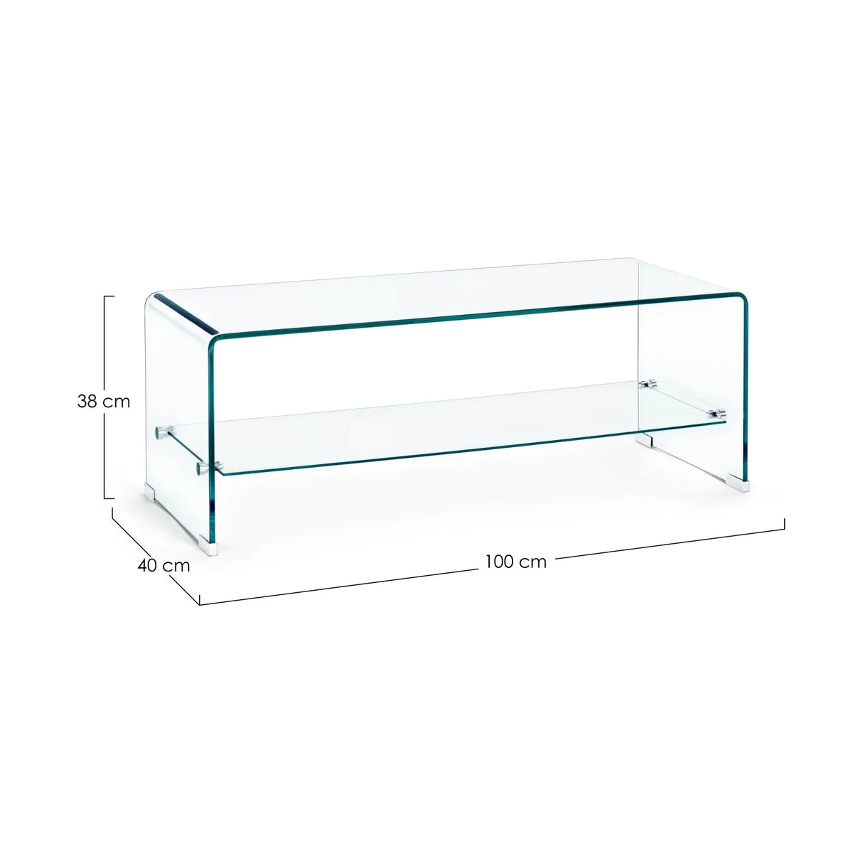 Iride Couchtisch Glas mit 2 Ablagen 100x40 cm - ZEN ZONE Furniture