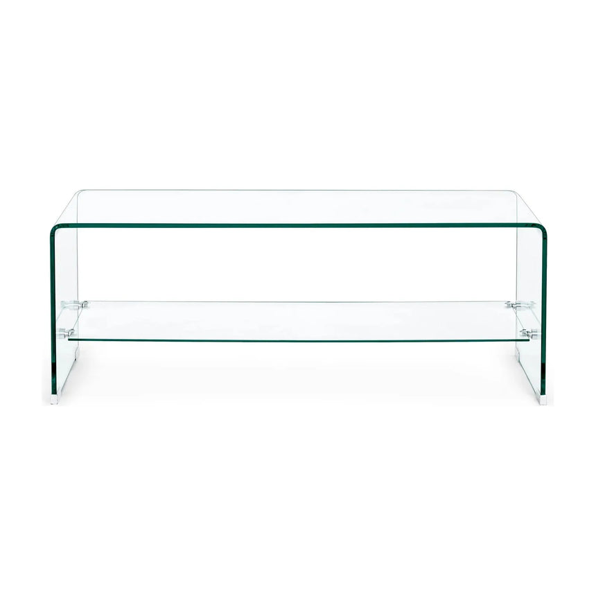 Iride Couchtisch Glas mit 2 Ablagen 100x40 cm - ZEN ZONE Furniture