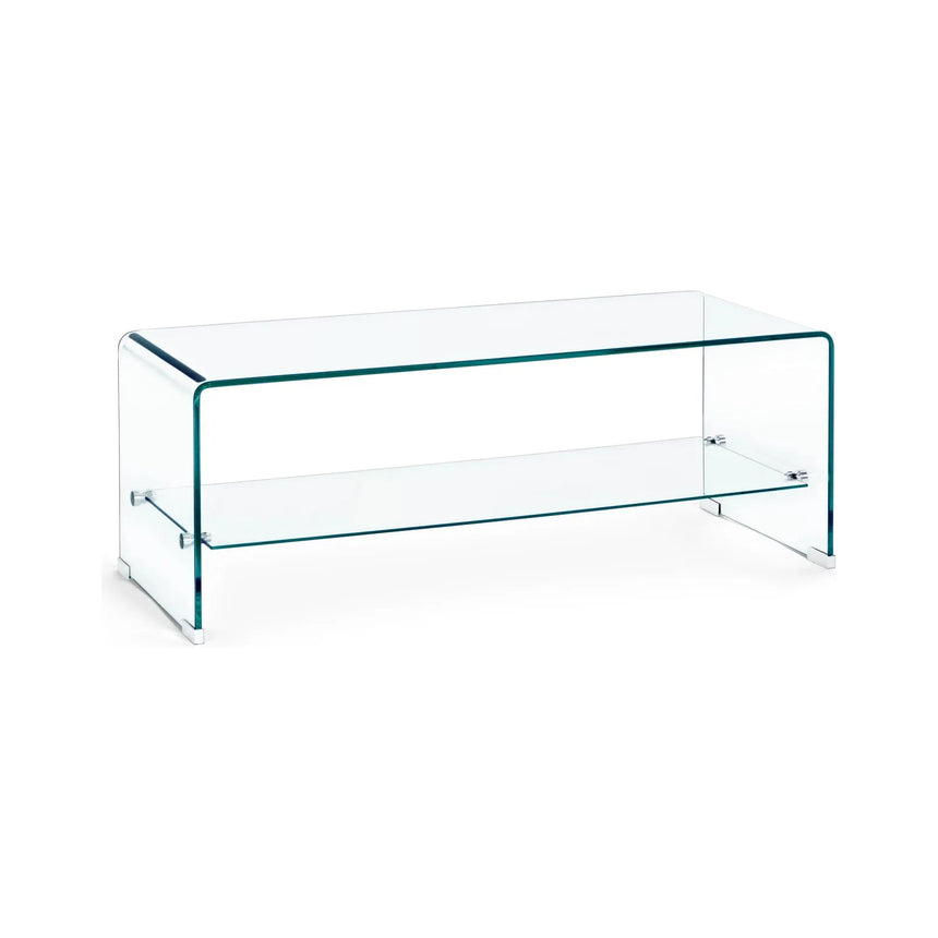 Iride Couchtisch Glas mit 2 Ablagen 100x40 cm - ZEN ZONE Furniture