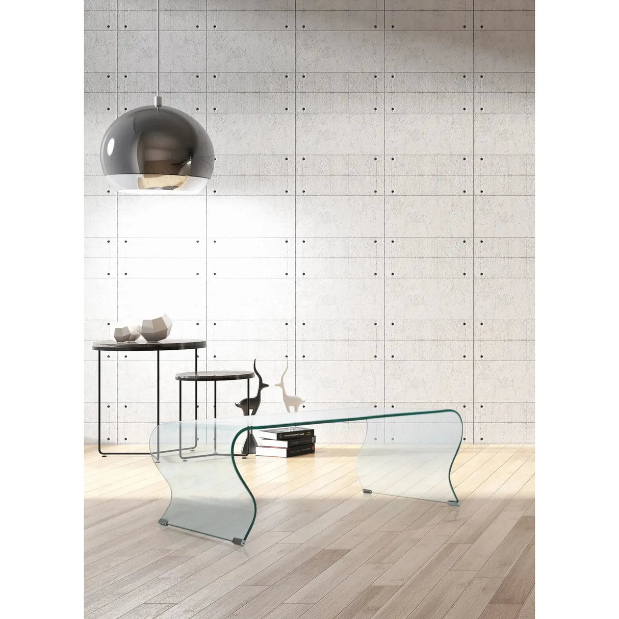 Iride Couchtisch Rect Curl Glas 120x60 cm - ZEN ZONE Furniture