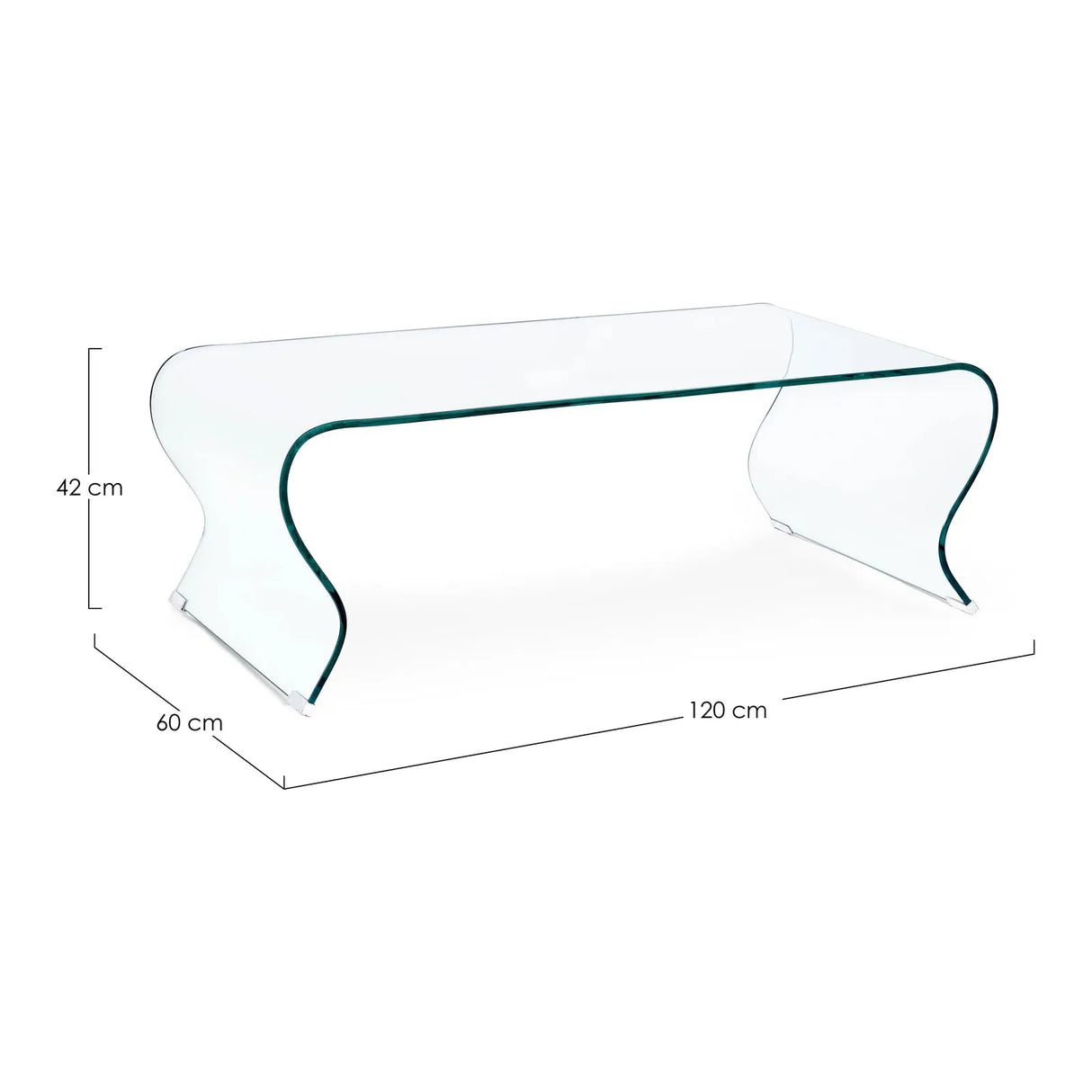 Iride Couchtisch Rect Curl Glas 120x60 cm - ZEN ZONE Furniture