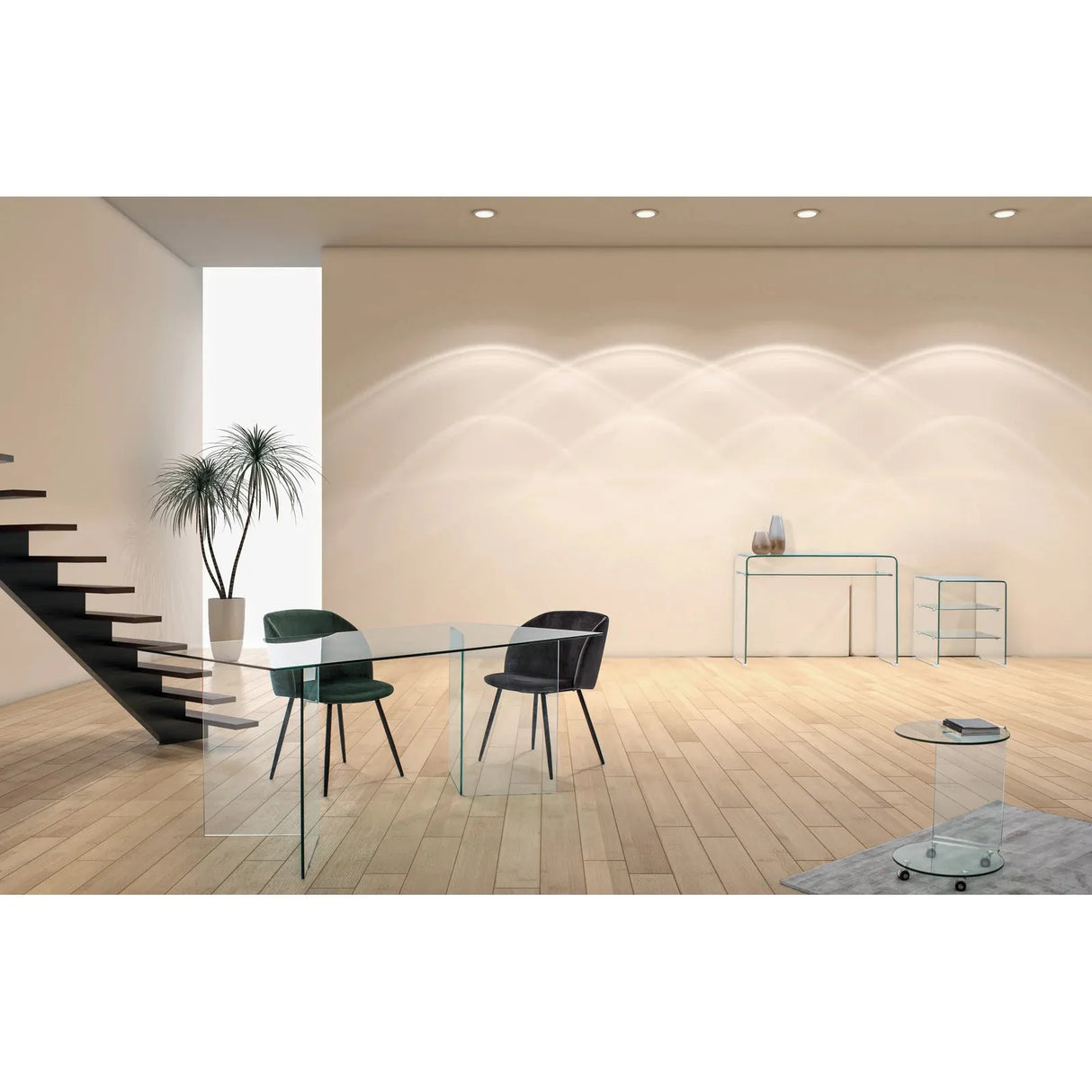 Iride Glas-Couchtisch mit Rädern rund - ZEN ZONE Furniture