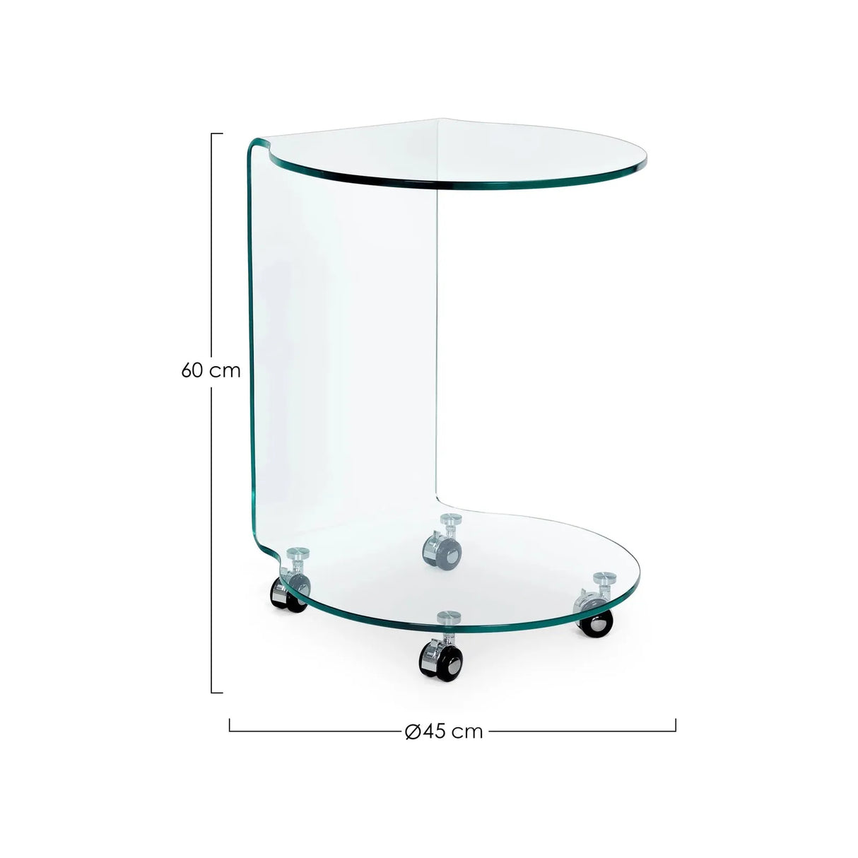 Iride Glas-Couchtisch mit Rädern rund - ZEN ZONE Furniture