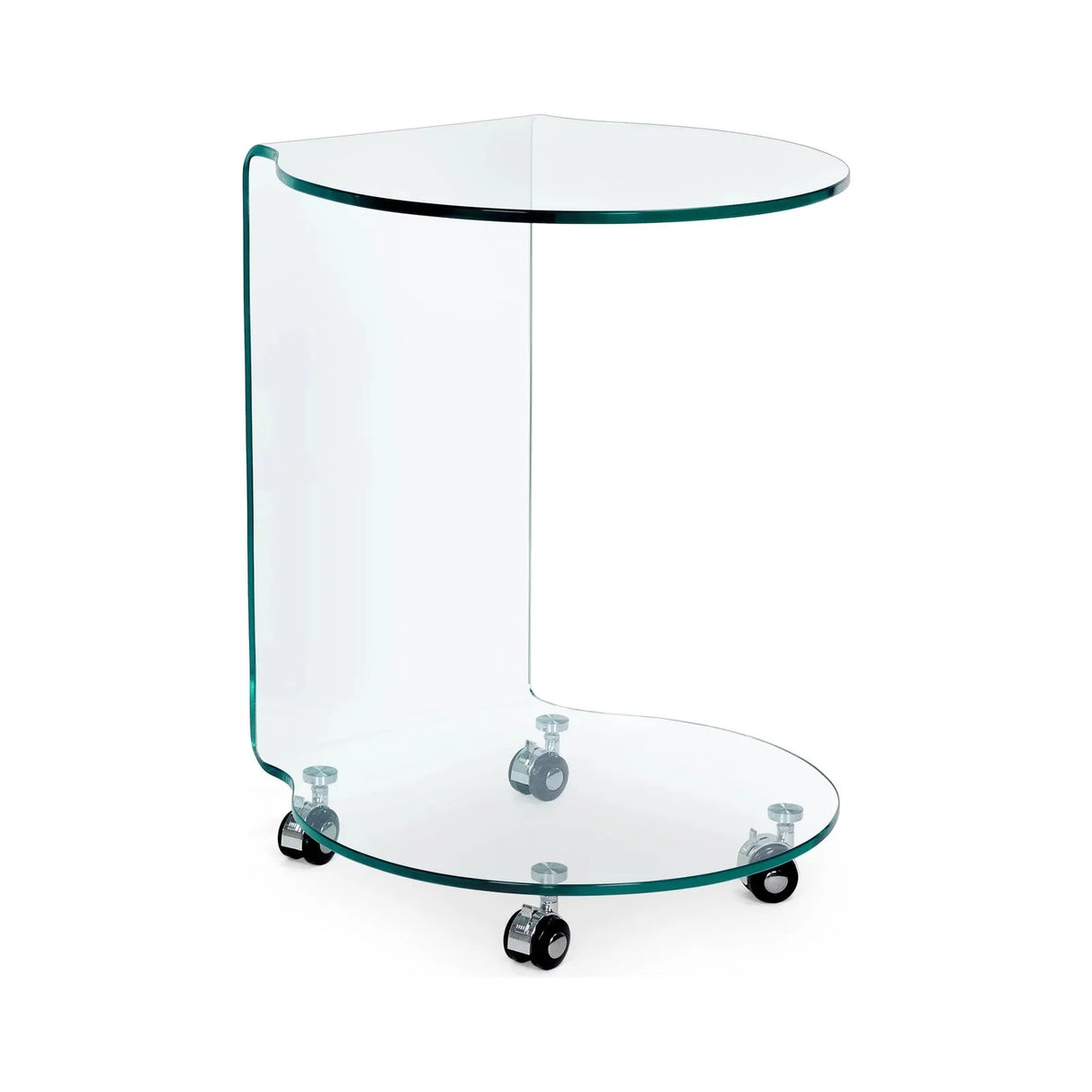 Iride Glas-Couchtisch mit Rädern rund - ZEN ZONE Furniture