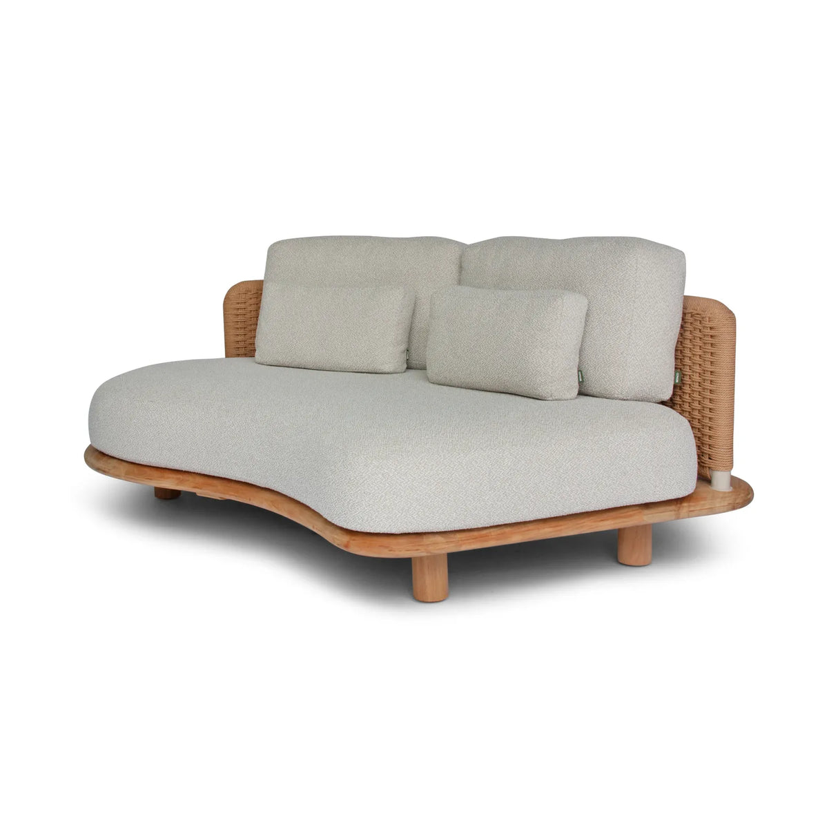 Garten Sofa Orosei, Rechte Seite, aus Naturteak und Seil in Natur, 115×187×63 cm - ZEN ZONE Furniture