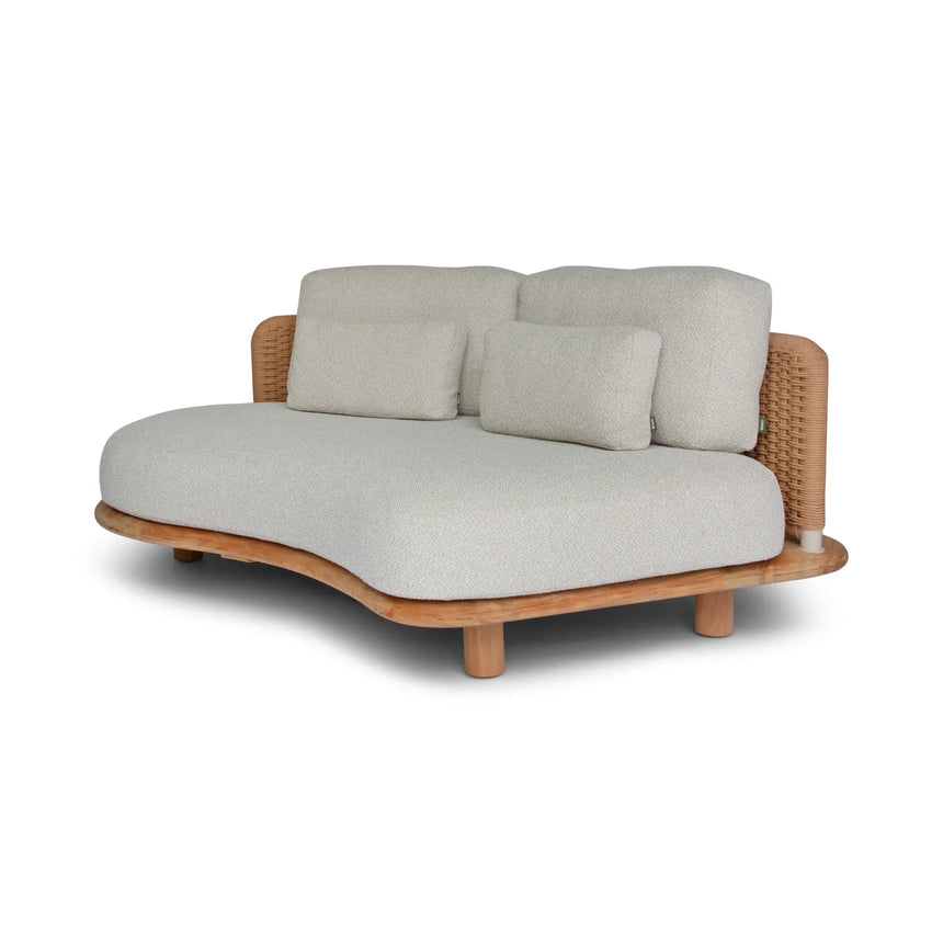 Garten Sofa Orosei, Rechte Seite, aus Naturteak und Seil in Natur, 115×187×63 cm - ZEN ZONE Furniture
