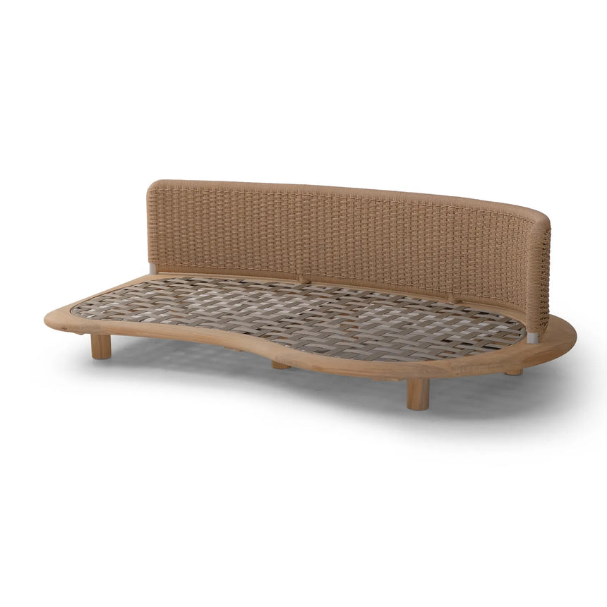 Garten Sofa Orosei, Linke Seite, aus Naturteak und Seil in Natur, 203×119×63 cm - ZEN ZONE Furniture