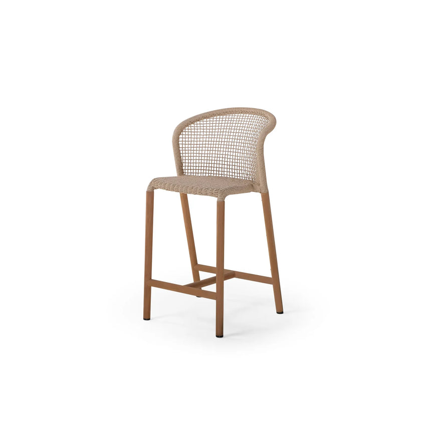 Garten Barhocker Barletta, Geflecht in Beige, 56.5×51.5×96.5 cm - ZEN ZONE Furniture
