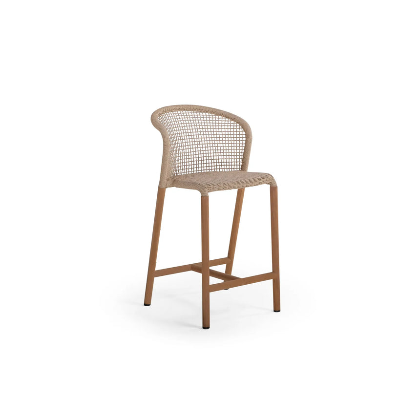 Garten Barhocker Barletta, Geflecht in Beige, 56.5×51.5×96.5 cm - ZEN ZONE Furniture