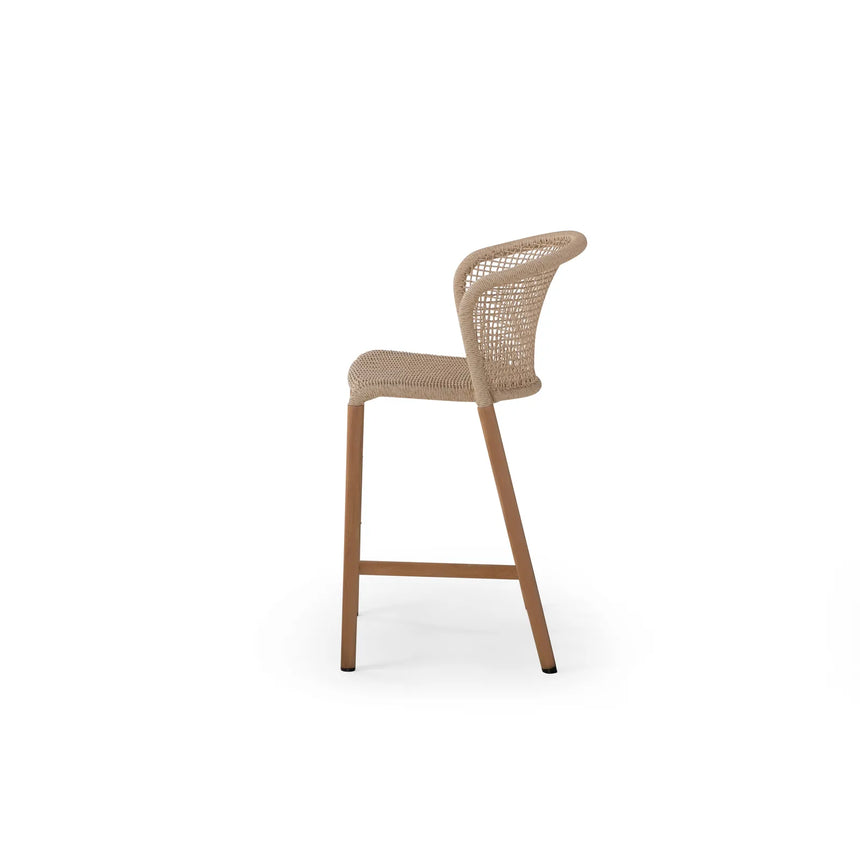 Garten Barhocker Barletta, Geflecht in Beige, 56.5×51.5×96.5 cm - ZEN ZONE Furniture