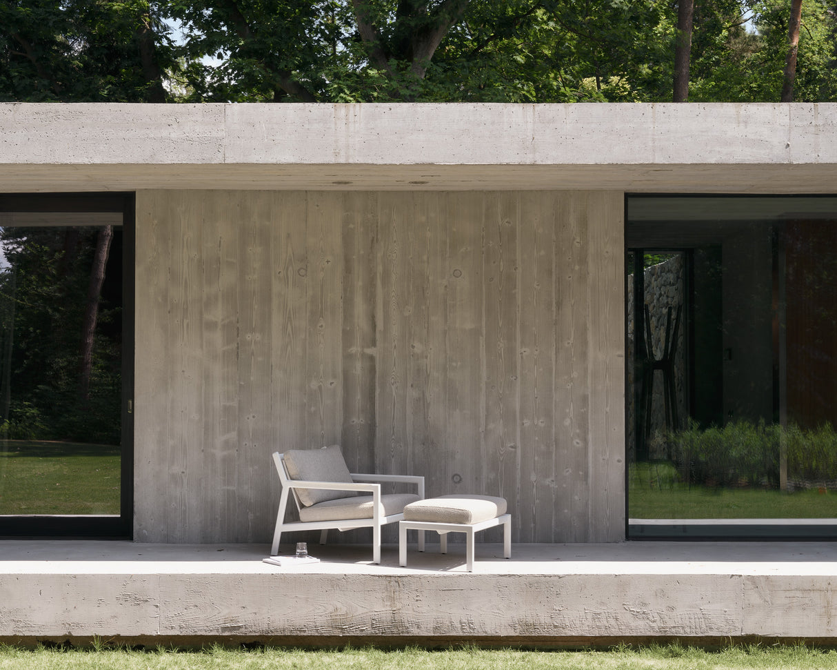 Jack Gartenhocker - Aluminium - weiß - Off White Stoff - 70 x 53 x 41 cm - ZEN ZONE