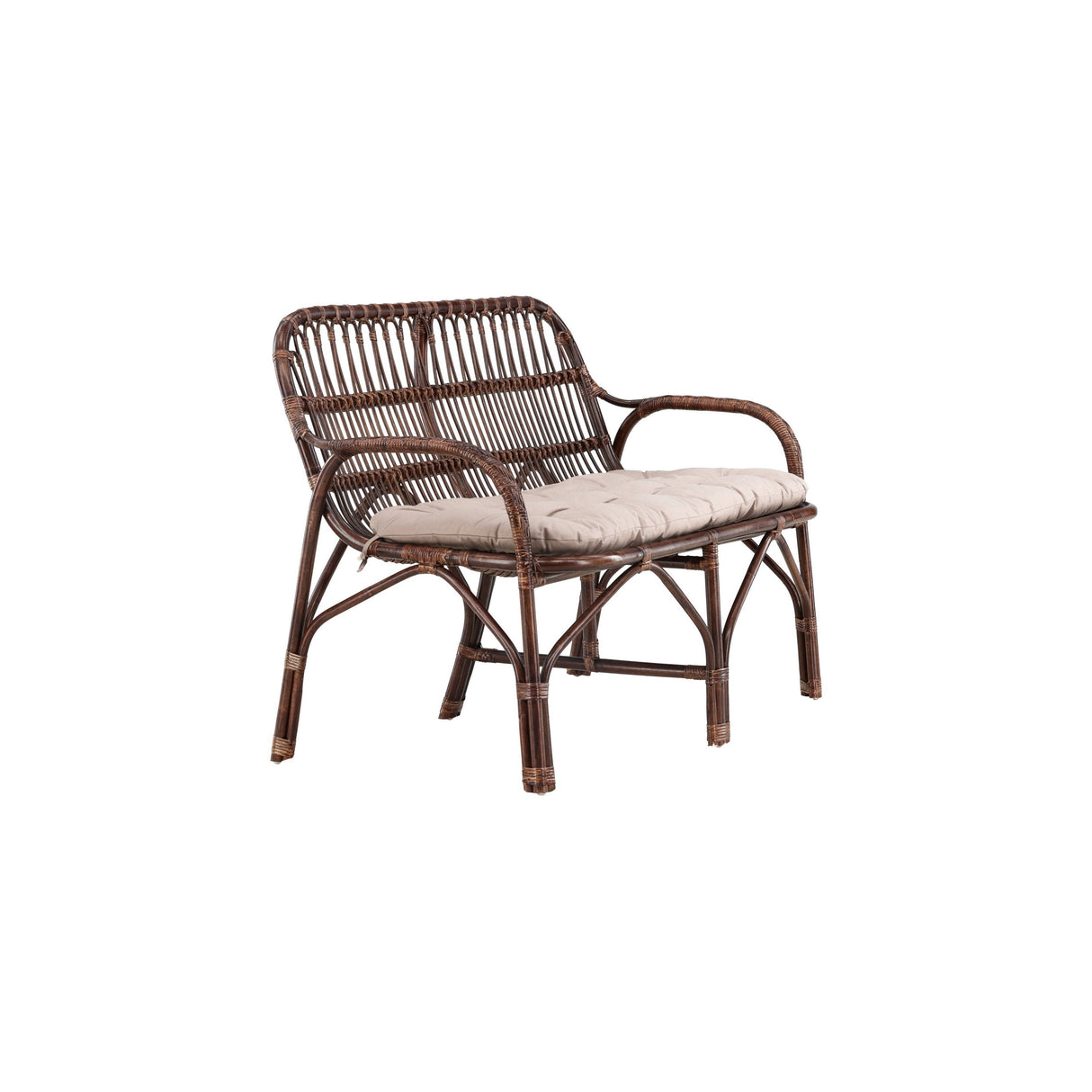 Nella 2-Sitzer Sofa Rattan - Walnuss dunkel / Beige - ZEN ZONE Furniture