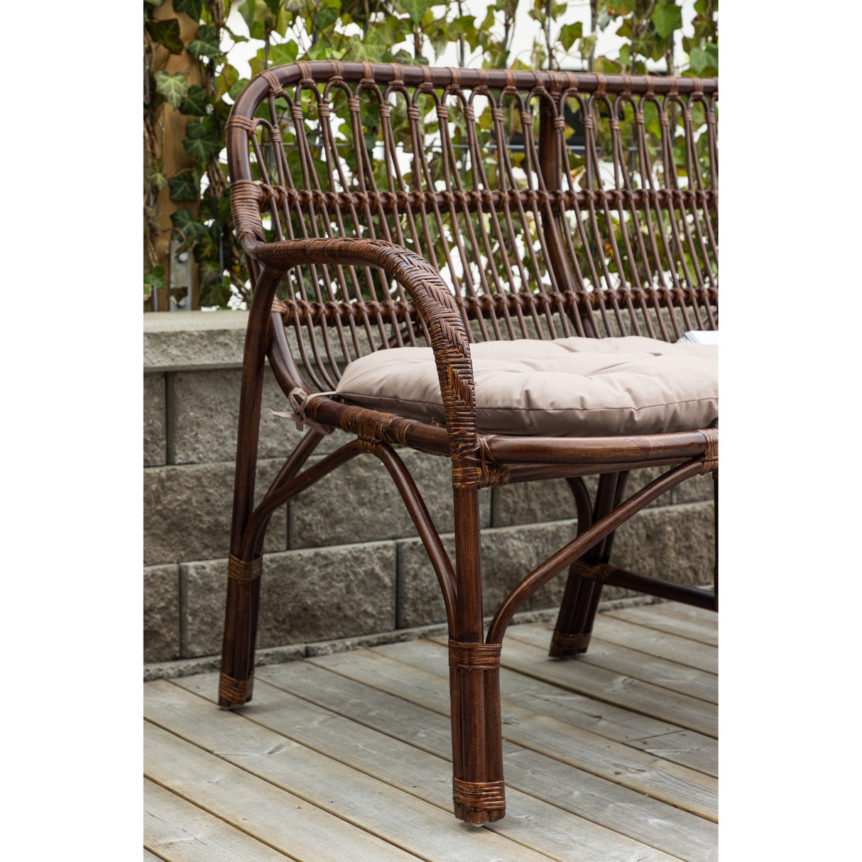 Nella 2-Sitzer Sofa Rattan - Walnuss dunkel / Beige - ZEN ZONE Furniture