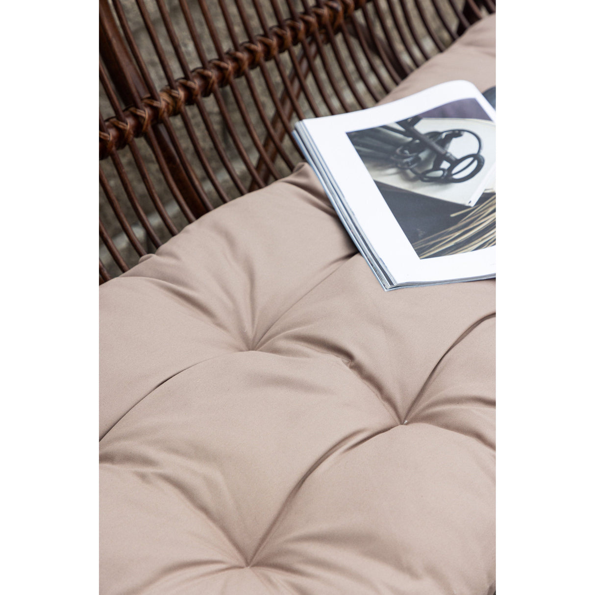 Nella 2-Sitzer Sofa Rattan - Walnuss dunkel / Beige - ZEN ZONE Furniture