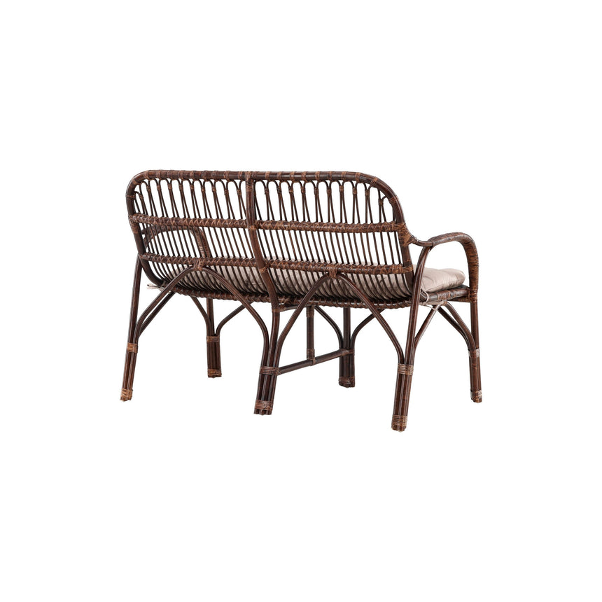 Nella 2-Sitzer Sofa Rattan - Walnuss dunkel / Beige - ZEN ZONE Furniture