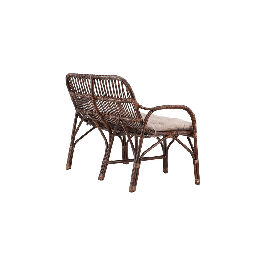 Nella 2-Sitzer Sofa Rattan - Walnuss dunkel / Beige - ZEN ZONE Furniture