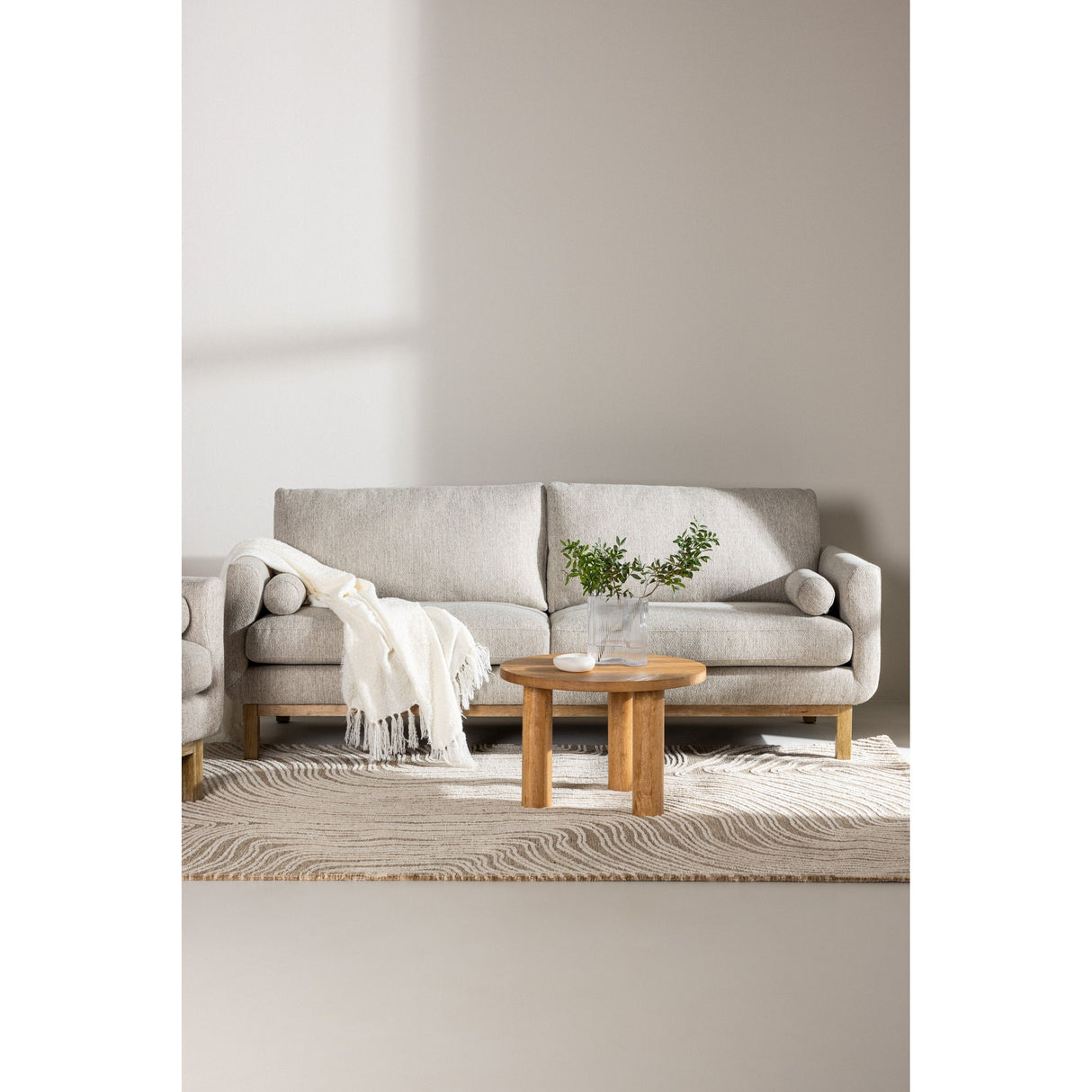 Olympos 3-Sitzer Sofa - Holzoptik / Beige - ZEN ZONE Furniture