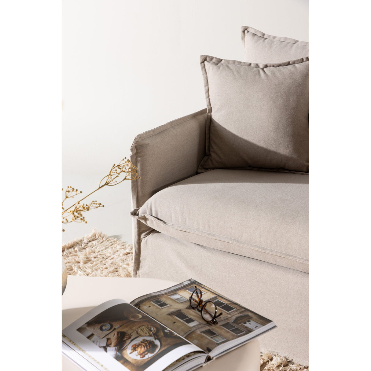 Nova 3-Sitzer Sofa - Braunes Leinen - ZEN ZONE Furniture