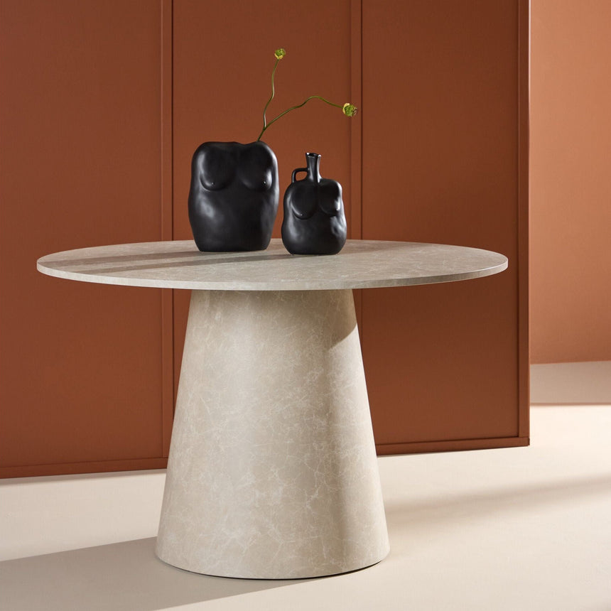 Lanzo Esstisch - Beige Marmoroptik 120 x 120 cm - ZEN ZONE Furniture